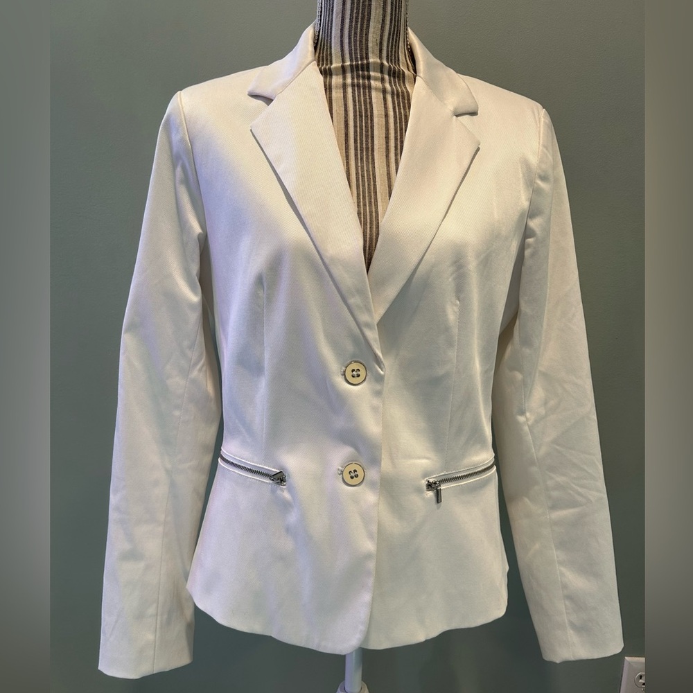 New York & Company 7th Ave White Blazer Size 10 Tall